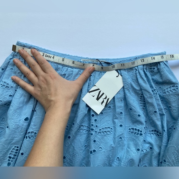 ZARA BLOGGERS FAVORITE EMBROIDERED EYELET MIDI SKIRT - Picture 14 of 16